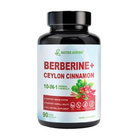 Nature Aurora Berberine Supplement with Ceylon Cinnamon & Chromium Picolinate, 10-in-1 Berberine 1000mg Per Serving, Berberine 5X for Metabolism, Heart and Immune Support (90 Capsules)