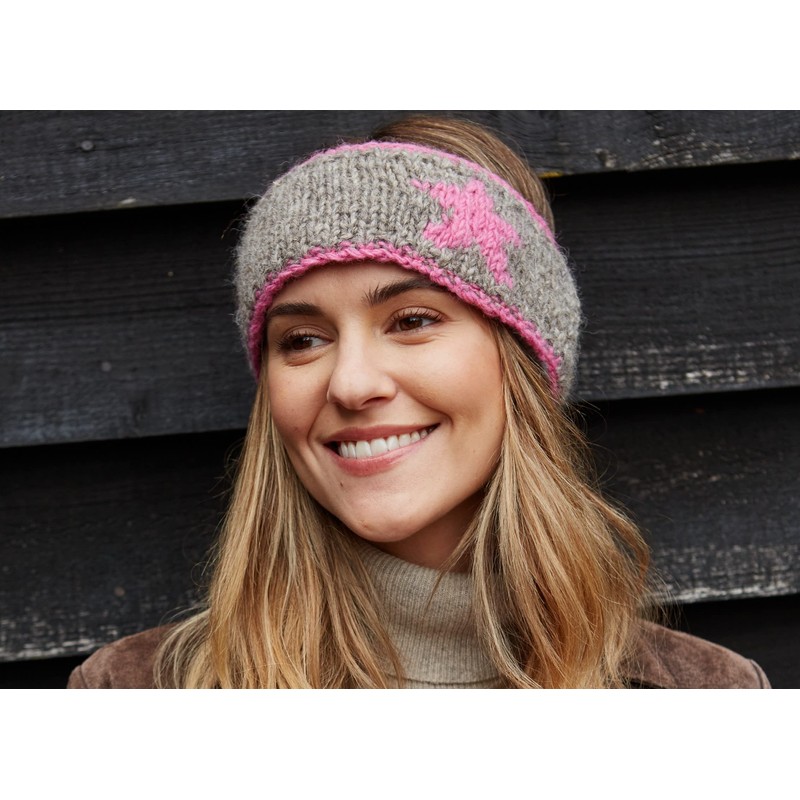 Pachamama Women Wool Ear Warmer Headband Fleece Lined Handknitted Star