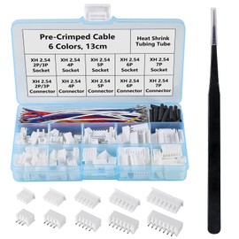 D-FLIFE 2.54mm XH Connector Socket Kit with pre-Crimped Cable Wire 2/3/4/5/6/7 Pin Housing JST Adapter Cable Male and Female Compatible with JST-XH Connector