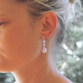 Wedding Earrings for Bridal Teardrop Earrings for Women Cubic Zirconia Earrings for Prom Jewelry Gift