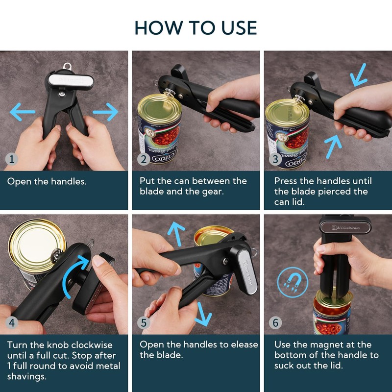 KITCHENDAO Replaceable Can Opener with 2 Extra Blades, Super Sharp