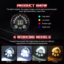 XWQHJW For Hummer H2 2003-2009 Pair DOT 7 inch Round LED Headlights DRL High Low Beam H