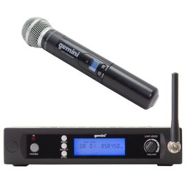 Gemini Sound UHF-6100M Wireless Mic System – UHF Receiver with 256 Selectable Frequencies, Handheld Mic, 240ft Range, LCD Display, Clear Audio for Performers, Churches, Weddings & Events
