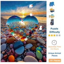 Wooden Puzzle for Adults, Wooden Jigsaw Puzzles for Adults, Unique Wood Animal Shaped Puzzles Adult with Exquisite Wooden Box (11.2 x 14.9in, 191pcs)