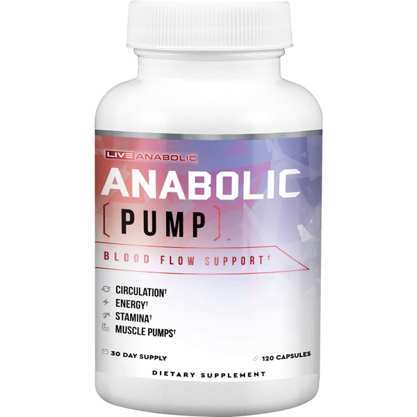 Anabolic Pump LiveAnabolic: Anabolic Pump - Blood Flow Support - 120 Capsules, 30-Day Supply - Helps Circulation, Energy, Stamina and Muscle Function - for Workout and Physical Endurance Support