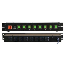 Mr. Dj USA PSC400 Power Switcher Surge Protectors Rack Mountable 8 Port Power Switcher Surge Protectors Green Toggles ON/Off Power Center
