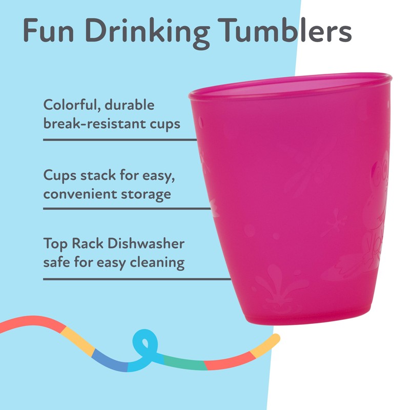 Nuby Plastic Fun Drinking Tumblers, Colors May Vary, 10 Oz,
