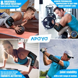 APOYO Elbow Brace for Tendonitis and Tennis Elbow, Compression Sleeve for Arthritis, Workouts, Reduce Joint Pain During Fitness Activity (Large)
