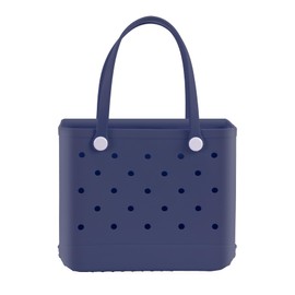 stillithou Beach Bag for Women, Medium Rubber Beach Bag, Waterproof Durable EVA Material, Lightweight & Easy to Clean, Ideal for Pool Travel Camping Trips, Navy Blue