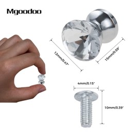 Mgoodoo 5Pcs Mini Crystal Single Hole Knobs, 12x15mm Small Glass Knobs for Jewelry Box Diamond Drawer Cabinet Handle Pulls for Decorative Jewelry Storage Box Gift Case Chest