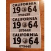 1964 California License Plate Registration Sticker, YOM, CA DMV