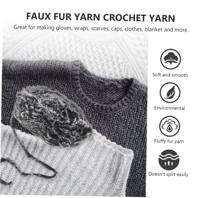 DOITOOL Chunky Faux Fur Yarn for Knitting Crocheting Soft Durable