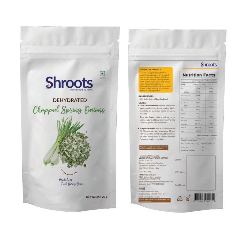 SHROOTS Dehydrated Chopped Spring Onion Flakes Pure Vegetarian No Added