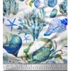 Soimoi Polyester Crepe Fabric Crab,Shell & Coral Ocean Decor Fabric