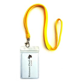 Waizmann.IDeaS® 1 x ID Badge Set Neck Strap Yellow Lanyard Lanyard + ID Case Protective Cover Vinyl Soft Plastic Waterproof
