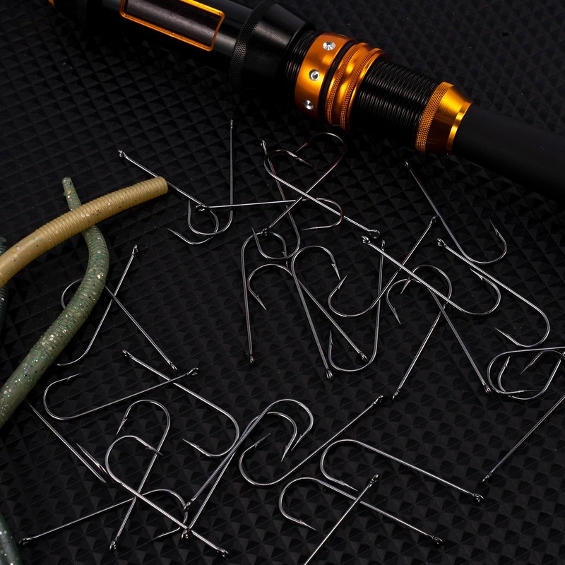 Alwonder 100 Pack Aberdeen Sea Fishing Hooks Inline Fishing Hooks