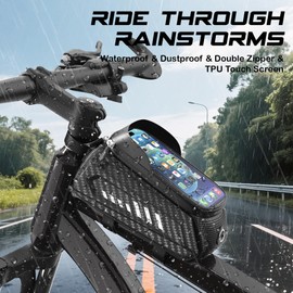 VARUN Bike Frame Bag, Waterproof Bike Phone Holder for Smartphones up to 6.7 inches with Sensitive Touch Screen, Bicycle Handlebar Bag for Mountain, Racing and Electric Bikes