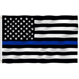 Anley Fly Breeze 3x5 Foot Thin Blue Line US National Flag - Vivid Color and Fade proof - Canvas Header and Double Stitched - Honoring Law Enforcement Officers Flags Polyester with Brass Grommets