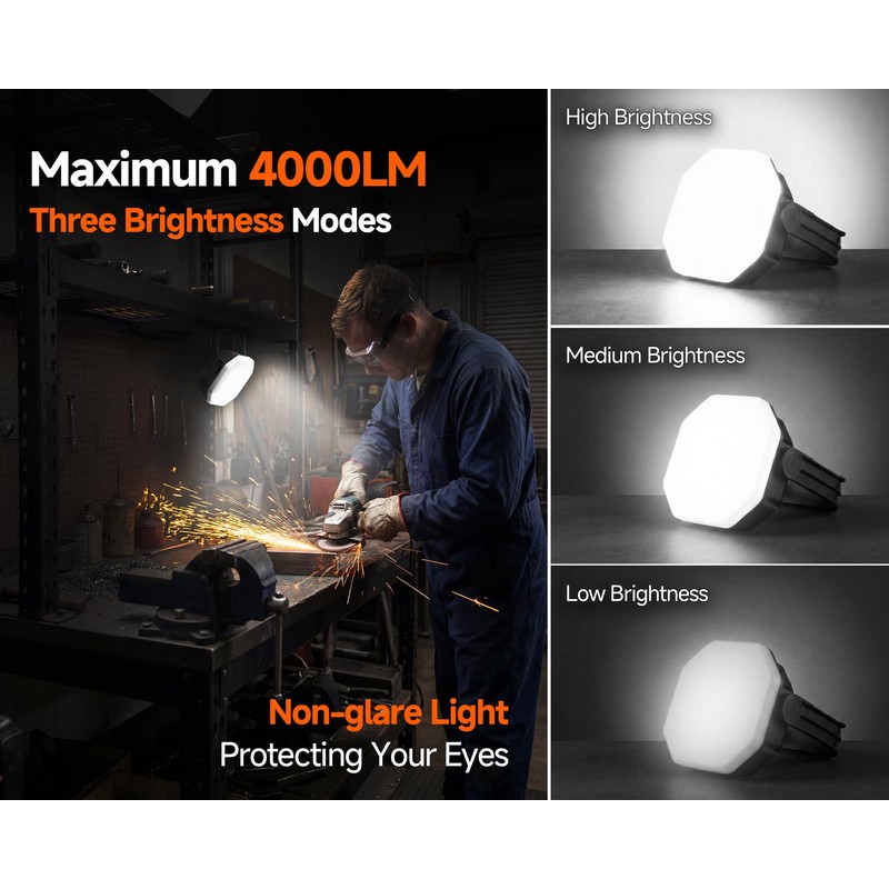 4000LM Rechargeable Hanging Camping Lantern with Magnet and 1/4"-20 UNC