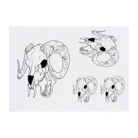 4 x 'Demon Skull' Temporary Tattoos - Water Resistant, Skin-Safe, Non-Toxic Transfers, Mixed Sizes (TO00079970)