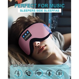 LC-dolida Sleep Headphones, 3D Sleep Mask Bluetooth Wireless, Sleeping Headphones for Side Sleepers Sleep Eye Mask Music Weighted Sleeping Mask Meditation Gifts for Men Women (Rose Pink)