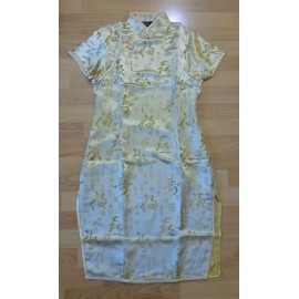 SHENG TANGKUYI Women's Cheongsam Long Dress Short Sleeve Chinese Retro Style Dress Size XXXL