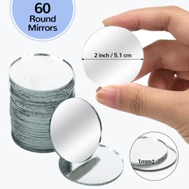 60 Pieces Small Circle Craft Mirror, 2 Inch Mini Mosaic Mirror Tiles Round Decorative Glass Mirror for DIY Crafts