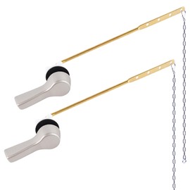 Hygie Rinse 2PCS Toilet Handle Lever Flush Replacement, Universal Front Mount Toilet Handle with Stainless Steel Flapper Chains, Toilet Repair Kit,Brushed Nickel