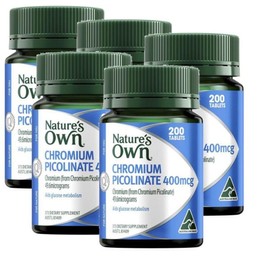 Nature's Own Chromium Picolinate 400mcg Nature's Own Chromium Picolinate, 5 units, 200 tablets / 네이쳐스오운 크롬 피콜리네이트 400mcg Natures Own Chromium Picolinate, 5개, 200정