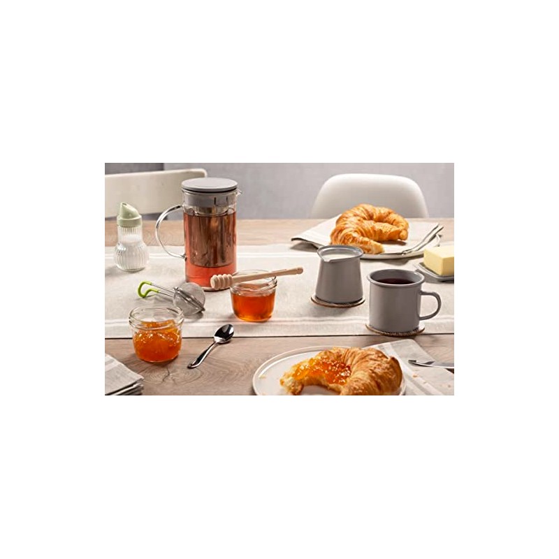 Fackelmann Tea Strainer with Handle, Stainless Steel, Silver/Green