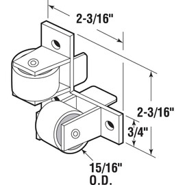 Prime-Line R 7218 15/16 In., White Nylon Drawer Guide Twin Roller Assembly (2 Pack)