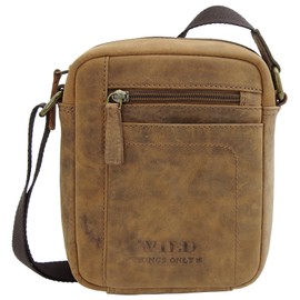 WILD THINGS ONLY !!! - Rustic Look Men's Leather Shoulder Bag Small Shoulder Bag Men Crossbody Messenger Bag Brown, brown