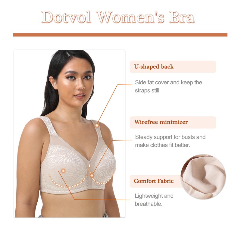 DotVol Large Busts Wirefree Non Padded Comfort Plus Size Lace