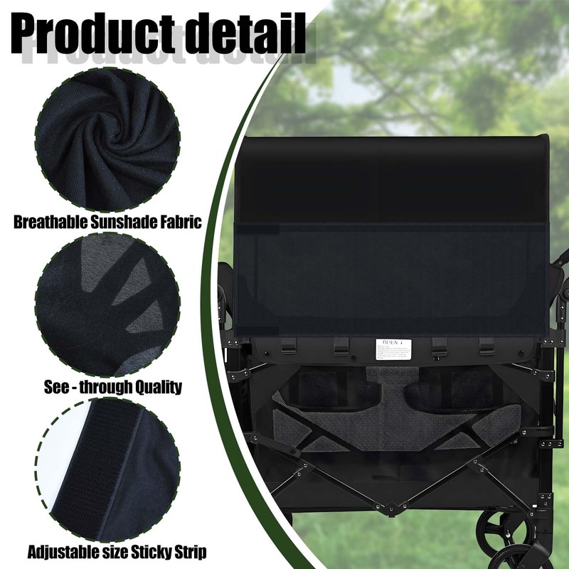 4 Side Breathable Wagon Stroller Sunshade Net Canopy, Adjustable Wagon