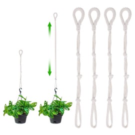 4 Pcs Hanging Chains Plant Hanger Extender Indoor Hanging Planter Connectable Hanging Plant Extender Rope Plant Hanger Plant Extenders for Hanging Baskets Outdoor Plant Decoration(Beige)