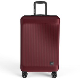 Verdi Luggage 24 Inch Checked - Expandable, Bottom Grip Design, Lightweight, Scratch Resistant, PC(polycarbonate) Hardside Suitcase, with 8-Wheel Rolling 360-degree Spinner - Color: Burgundy