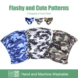 wegreeco Washable Male Dog Diapers (Pack of 3) - Washable Male Dog Belly Wrap (Camo, L)