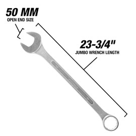 OEMTOOLS 22137 50mm Jumbo Combination Wrench, Combination Wrench Set Jumbo, Metric Combination Wrenches Set, OEM TOOLS Individual Metric Wrenches