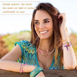 YBVABE 9600 Multicolor Polymer Clay Round Heishi Craft Beads for Jewelry Making