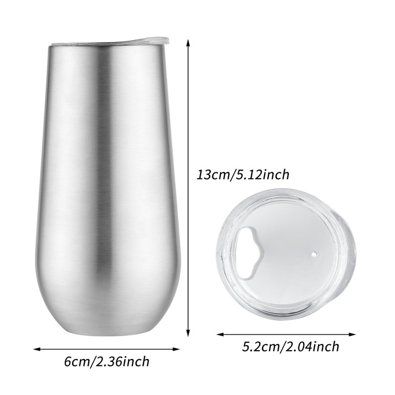 Sivaphe 2 Pack Insulated Stemless Champagne Flutes Dishwasher Support, 6