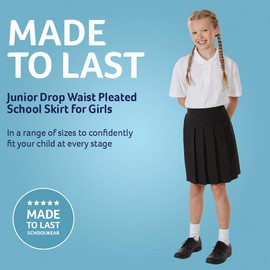 Trutex Junior Drop Waist Pleated School Skirt School Uniform (Age 5 Years, 12" Length, Grey)
