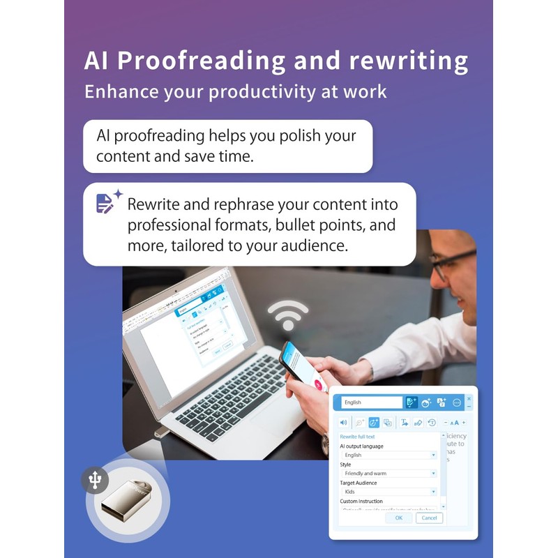 AI VoiceWriter — Speech-to-Text Transcription Solution for Win/Mac, A USB