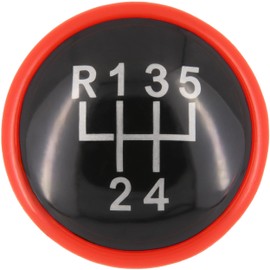 Recambo Gear Knob Cap Emblem Cover 5 Gears Suitable for VW Caddy II, 9KV, 1995-2003, Plug & Play, Black / Red