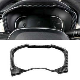 Yzrjrypl ABS Carbon Fiber Interior Front Dashboard Center Odometer Decorator Frame Cover Trim for Toyota RAV4 XA50 2019-2024