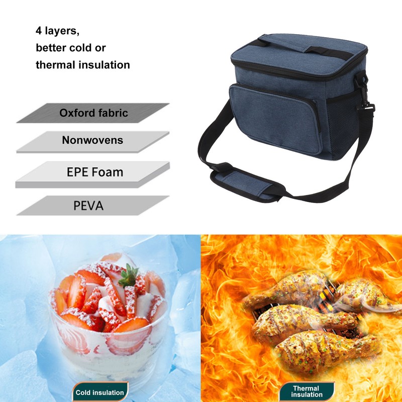 Lunch Bag 10L Collapsible Adjustable Strap Leakproof Portable Handle Insulated