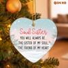 34HD Gifts for Christmas, Sisters Christmas Ornament Heart-Shaped Ceramic 2-Side