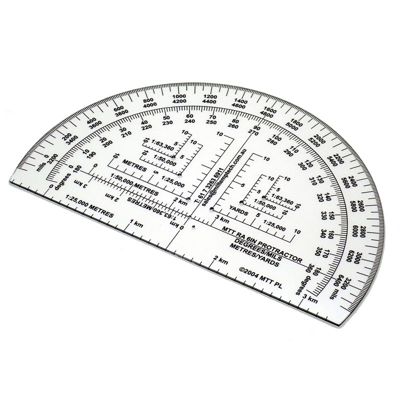 MTT PL RA 6IN Protractor with Degrees and mils, Graduated