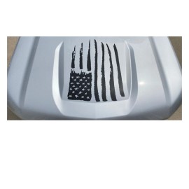 EmblemsPlus Chevy Silverado Matte Black Distressed Flag Hood Decal Graphic 2019-2025
