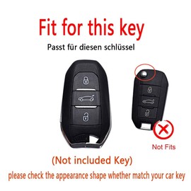 HIBEYO Car Key Case Fits Peugeot 3008 208 508 Key Case Cover in Leather Protective Case for Citroen C4L DS5 DS6 for Opel Grandland X Key Case Remote Control Key Ring Blue