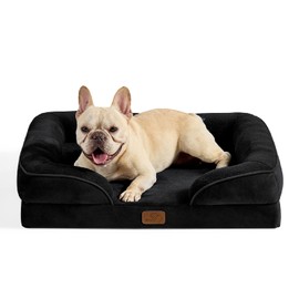 Bedsure Orthopedic Dog Bed for Medium Dogs - Waterproof Dog Sofa Beds Medium, Supportive Foam Pet Couch Bed with Removable Washable Cover, Waterproof Lining and Nonskid Bottom, Black
